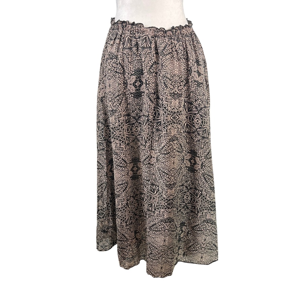 Billabong Womens Geometric Tribal Print Cotton Maxi Skirt Black Tan Size M Y2K